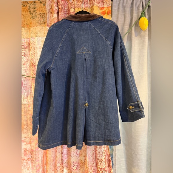 NWT Women’s Size Medium Anthropologie Blue Denim Jacket with Corduroy Collar - Picture 3 of 7